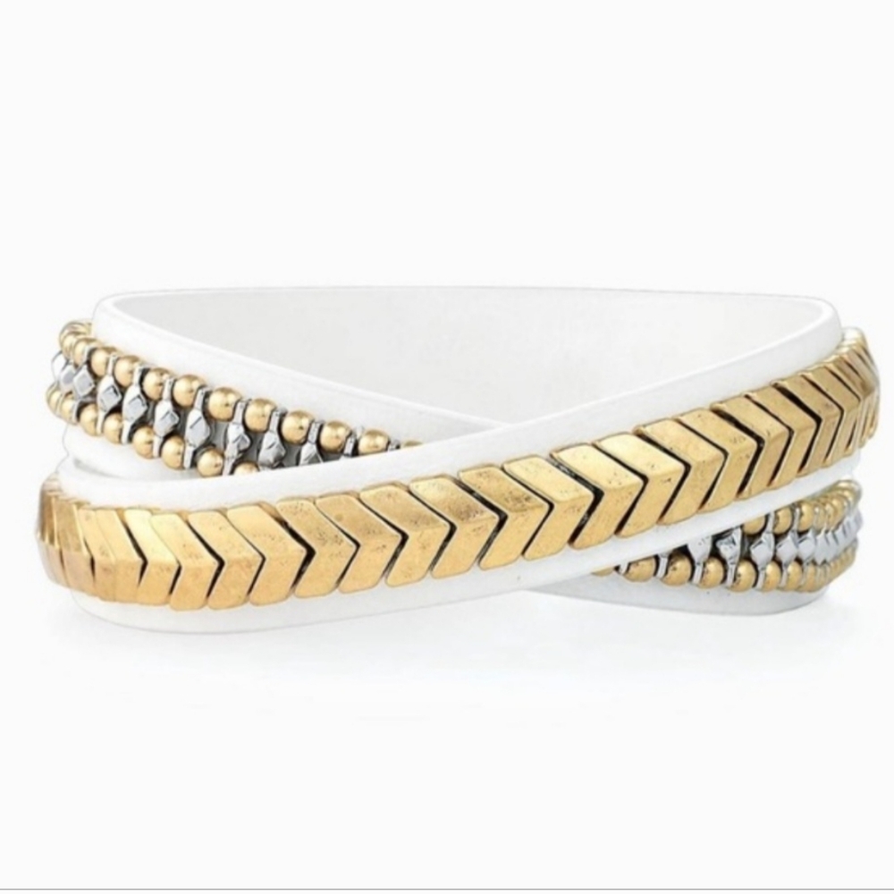 Stella & Dot Gilded Path Leather Wrap Bracelet